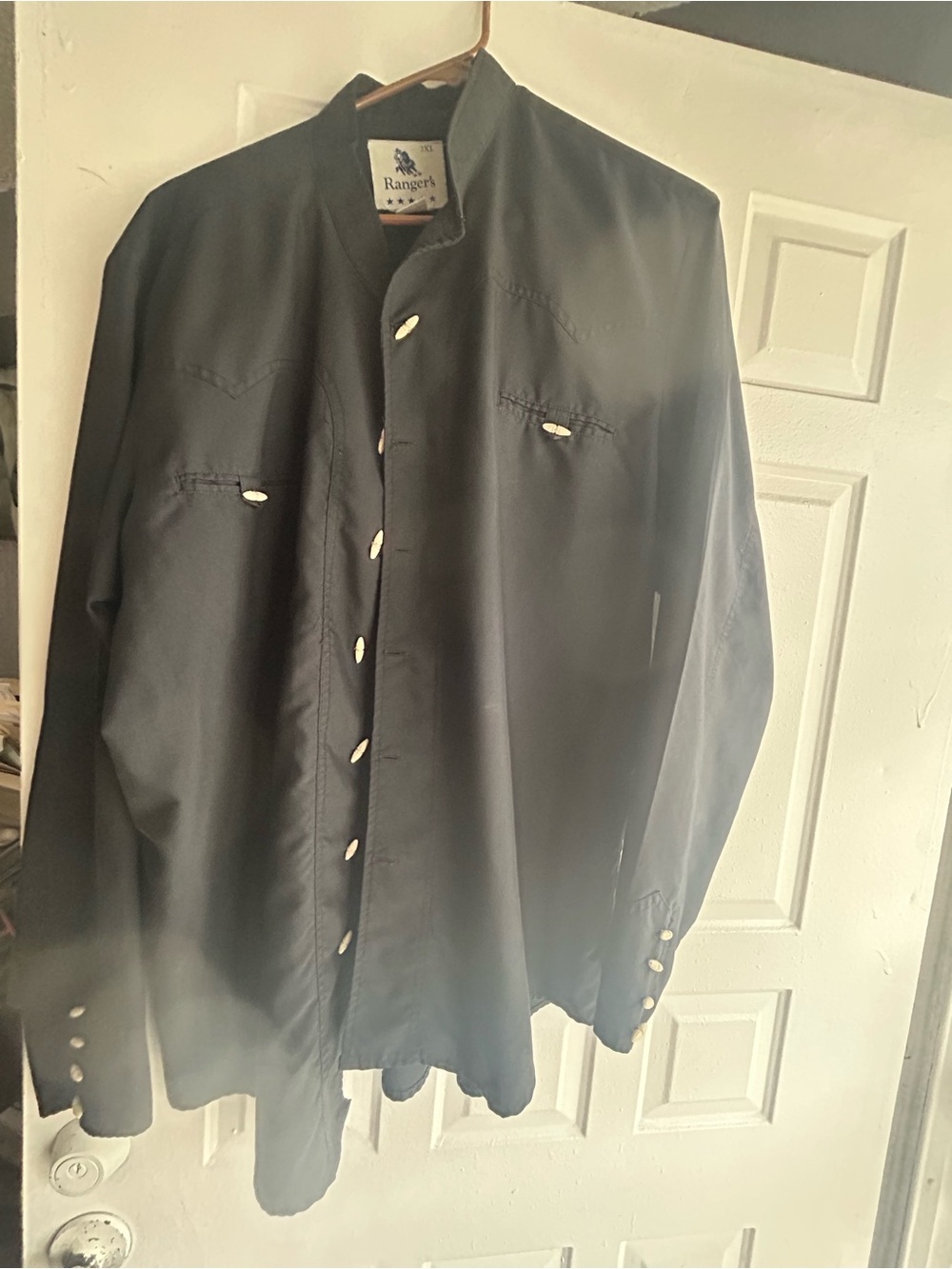 Rangers Men’s Western Pearl Snap Shirt Size 2XL Black Long Sleeve